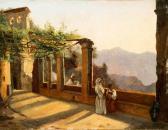 REMOND Jean Charles Joseph 1795-1875,La terrasse du monastère Avvocatella à Cava,Aguttes 2018-11-13