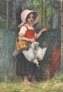 RENARD Emile 1850-1930,Young girl with a duck,Bonhams GB 2021-03-24