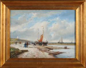 RENARD P 1900-1900,Beach scene with boats and figures,Twents Veilinghuis NL 2020-10-22