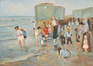 RENARD P 1900-1900,Strandszene mit Figuren,Twents Veilinghuis NL 2020-07-02