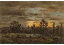 RENAULT Edmond 1829-1905,Landscape with cows,1884,Mainichi Auction JP 2021-11-12