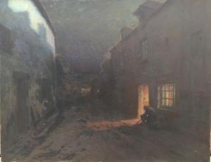 RENE Andreau 1870-1945,La rue au clair de lune,Daguerre FR 2022-05-08