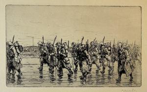 RENEFER Jean C. Raymond 1879-1957,Troupe de soldats en marche,1916,Eric Caudron FR 2024-04-02