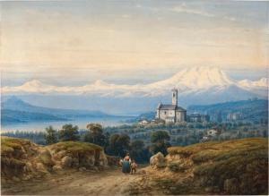 RENICA Giovanni,Blick auf eine Kirche an einem oberitalienischen S,1856,Galerie Bassenge 2022-12-02