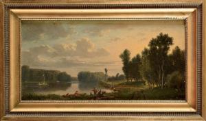 RENIE Nicolas 1808,Scène animée au bord de l'étang,Osenat FR 2020-03-15