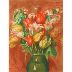 RENOIR Jean 1894-1979,tulips and woman with landscape,Rago Arts and Auction Center US 2013-01-12