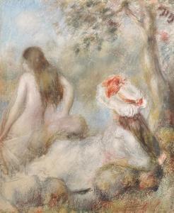 RENOIR Pierre Auguste,A Girl in a White Dress watching another Girl Bath,John Nicholson 2018-11-28