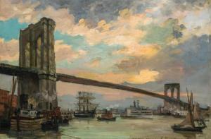 RENOUF Émile 1845-1894,Le Pont de Brooklyn,Shannon's US 2015-10-29