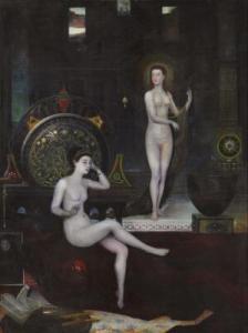 RENOUT Lucien 1853,Symbolist composition with two naked women,1882,Bruun Rasmussen DK 2017-09-19