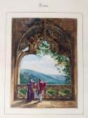 RENOUX Charles Caius 1795-1846,Scène galante dans des ruines néogothiques.,1823,Osenat FR 2021-07-19