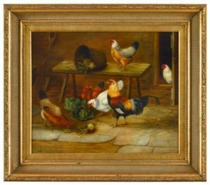 RENTZ,Chickens and rooster eating vegetables,Freeman US 2012-04-30