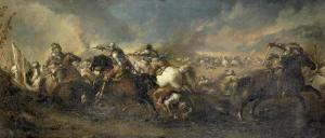 RESCHI Pandolfo 1643-1699,A cavalry skirmish before a montainous landscape; ,Bonhams GB 2014-09-24