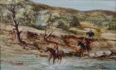 RESCHKE Maureen Joy 1933,Horse riders fording a river in the outback,Morphets GB 2017-06-08