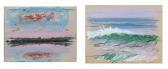 RESIKA Paul 1928,''House Leech Pond'' and crashing waves seascape,John Moran Auctioneers 2016-03-22