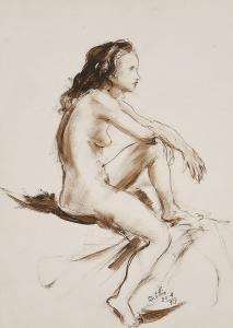 RESTELLINI Gian Pietro 1895-1978,Disegno nudo,1953,Meeting Art IT 2023-06-07