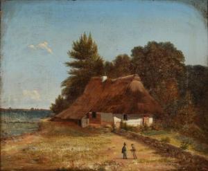 RESTORFF Theodor Ludwig Adam 1825-1896,Landscape with two men in conversation ,1856,Bruun Rasmussen 2020-09-21