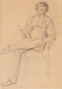 RETHEL Alfred 1816-1859,SELF-PORTRAIT SITTING AND READING,Hargesheimer Kunstauktionen DE 2021-03-13