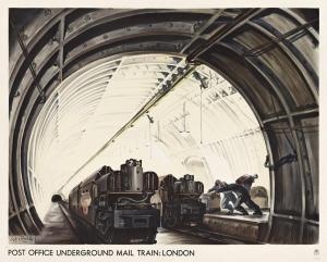 RETHI Lili 1894-1969,POST OFFICE UNDERGROUND MAIL TRAIN: LONDON,1935,Swann Galleries US 2021-11-23