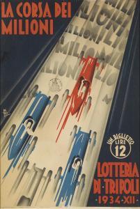 RETROSI VIRGILIO,LA CORSA DEI MILIONI / LOTTERIA DI TRIPOLI,1934,Swann Galleries 2019-05-23