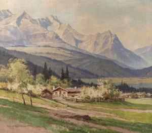 RETZLAFF Ernst Carl Walter,Sommer in den Alpen Blick auf einen zwischen blühe,1930,Mehlis 2019-11-21