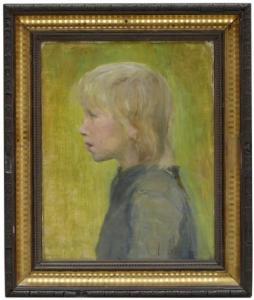 REUSCH Helga Ring 1865-1944,Porträtt av pojke,1882,Uppsala Auction SE 2016-03-15