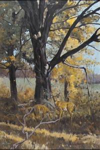 REUSSWIG William 1902-1978,Two deer pausing from grazing.,Illustration House US 2007-09-20