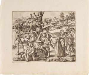 REVERDY Georges 1530-1560,Landscape with Villagers Dancing around a Bagpiper,Sotheby's GB 2021-12-09