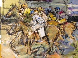 REVERSAT Jacques 1933-2007,Les chevaux devant la tribune,1991,Millon & Associés FR 2018-10-30