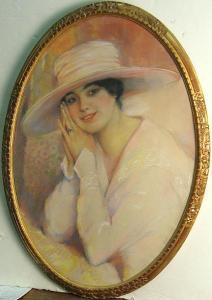 REVETAZ R,Portrait of a lady with a white hat,1918,Bonhams GB 2010-01-24