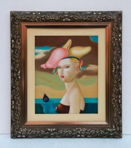 REVILLA Carlos 1940,surrealist image of woman in a hat,888auctions CA 2023-05-11