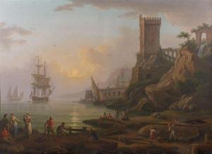 REY Philippe 1700-1700,« Scène de port méditerranéen ».,1792,Audap-Mirabaud FR 2011-11-07