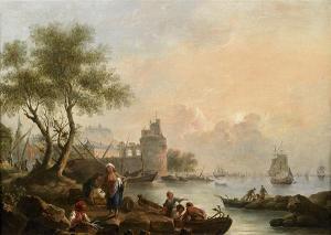 REY Philippe 1700-1700,Scène de port en bord de mer,Tajan FR 2014-10-24