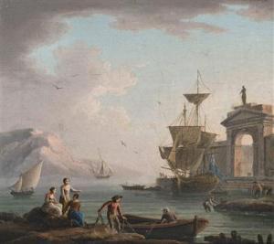 REY Philippe 1700-1700,View of a seaport with fishermen,1788,Palais Dorotheum AT 2011-12-12