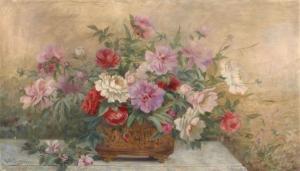 REY RITA,Bouquet de pivoines sur un entablem,1893,Artcurial | Briest - Poulain - F. Tajan 2020-02-04