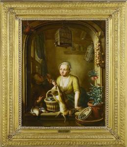 REYERS Nicolaas 1719-1796,A HOUSEKEEPER WITH A RABBIT AND DUCKS AND A DRINKI,1778,Zezula 2016-12-10