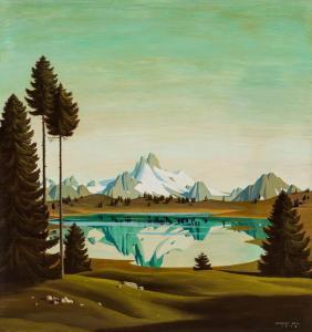 REYL HANISCH Herbert 1898-1937,Mountain lake panorama,1929,im Kinsky Auktionshaus AT 2023-04-18