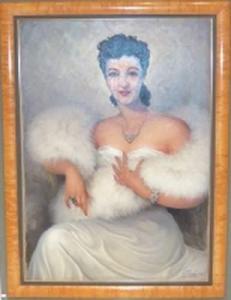 REYNA A.R 1900-1900,« Portrait de dame au boa »,1932,Kohn FR 2009-06-05