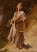 REYNAUD François Maurice 1825-1909,Portrait eines jungen Mädchens mit großem Korb,Zeller 2016-09-24
