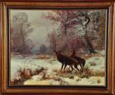 REYNE Charles 1873-1917,«Deux cerfs dans un sous-bois enneigé»,Salles de ventes Pillet FR 2013-06-09