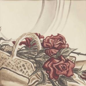 REYNOLDS James 1896-1996,still life studies, one of roses, one of tulips,1937,Sworders GB 2022-03-02