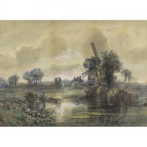 REYNOLDS Walter G. 1800-1885,Figure in a punt before a windmill,Eastbourne GB 2018-07-12