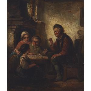 REYNTJENS Henricus Engelbert 1817-1900,A QUIET  GAME,1853,Waddington's CA 2023-05-04