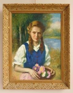 REZES MOLNAR Lajos 1896-1989,Girl with Flowers,Rachel Davis US 2023-03-25