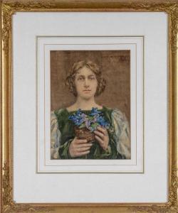 RHEAM Henry Meynell 1859-1920,Maiden and Violets,1919,Rogers Jones & Co GB 2024-01-26
