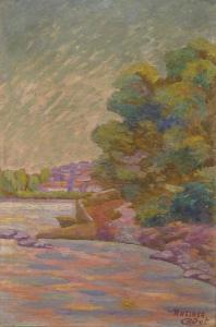 RHEINER Edouard 1865-1921,Lumière du couchant sur les rives,Galartis CH 2012-09-23