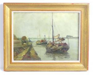 RHIND ALEXANDER 1929-1955,Moored boats on the River Clyde,Claydon Auctioneers UK 2022-12-30