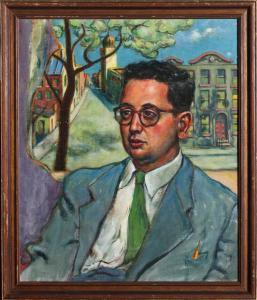 RHOADS GEORGE 1926-2021,PORTRAIT OF MAN IN BLUE SUIT,1955,Ro Gallery US 2023-08-11