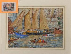 rhoda nelson dawson 1897-1922,Tall Ships Leaving the Pool of London,1959,Mallams GB 2014-07-11
