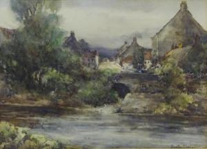 RHODES Bertha 1800-1900,Village with River in the Foreground,David Duggleby Limited GB 2017-10-21