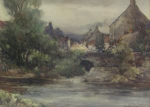 RHODES Bertha 1800-1900,Village with River in the Foreground,David Duggleby Limited GB 2017-06-23